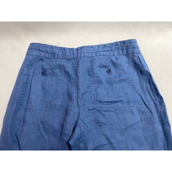 Lauren Ralph Lauren Blue Drawstring Pants — Linen Blend — RL Buckle — Size 8 - Picture 3 of 11